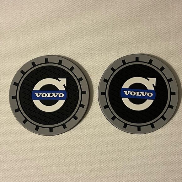 Volvo car cup Coasters in black and gray. Set of 2 NWT - Picture 4 of 7